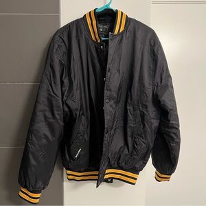 Quilted bomber jacket, Holloway, Sz M, black with yellow details